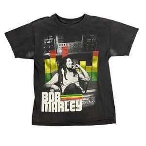 Vintage Y2K Bob Marley Graphic T Shirt Distressed Black Music Icon